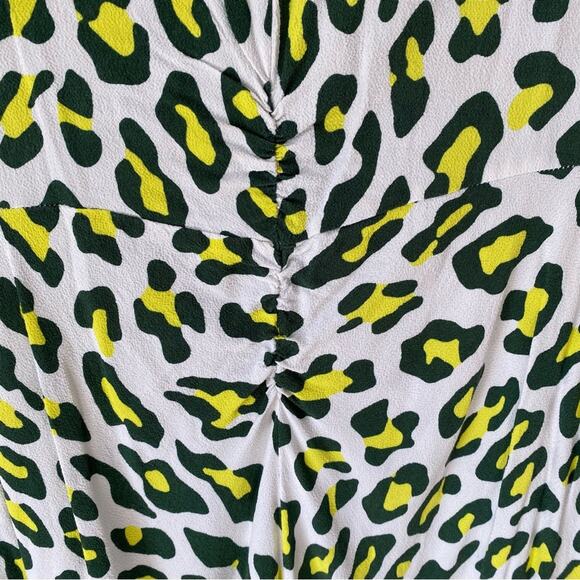 Diane Von Furstenberg Cecelia Summer Leopard Midi Dress size small White Green - Picture 11 of 11